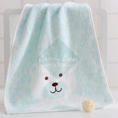 China Custom pink and grey towels bulk wholesale Bamboo Embroidery Baby Face Towels Factory